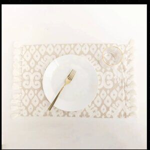 Mary Square - Placemats with Tassels Fringe Neutral (Set of 2)